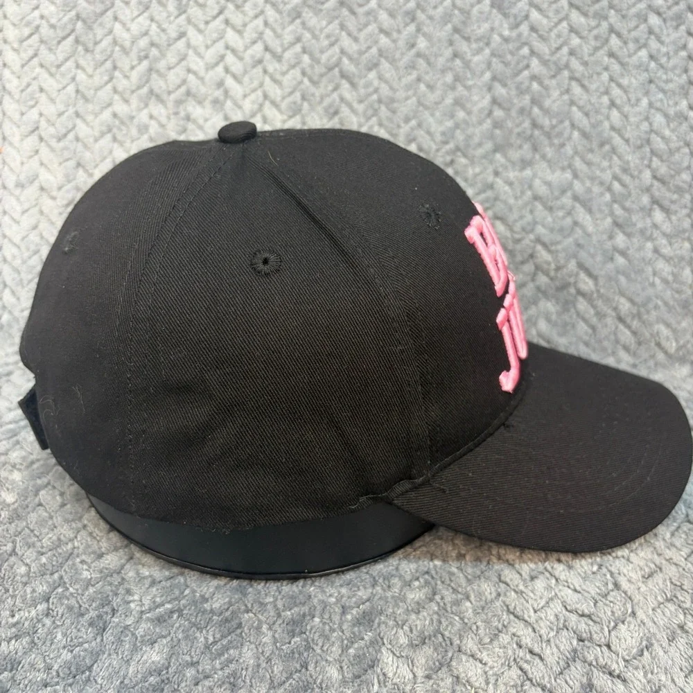 Bug Juice Embroidered Baseball Cap Black Pink Adjustable Hat Casual Accessory